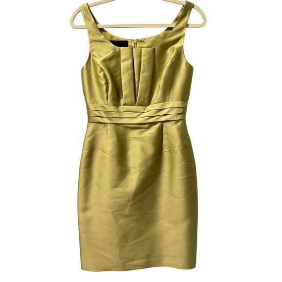 Carlisle Womens Sleeveless Pleated Front  Sheath Dress Lime Green Size 8 - Picture 2 of 12